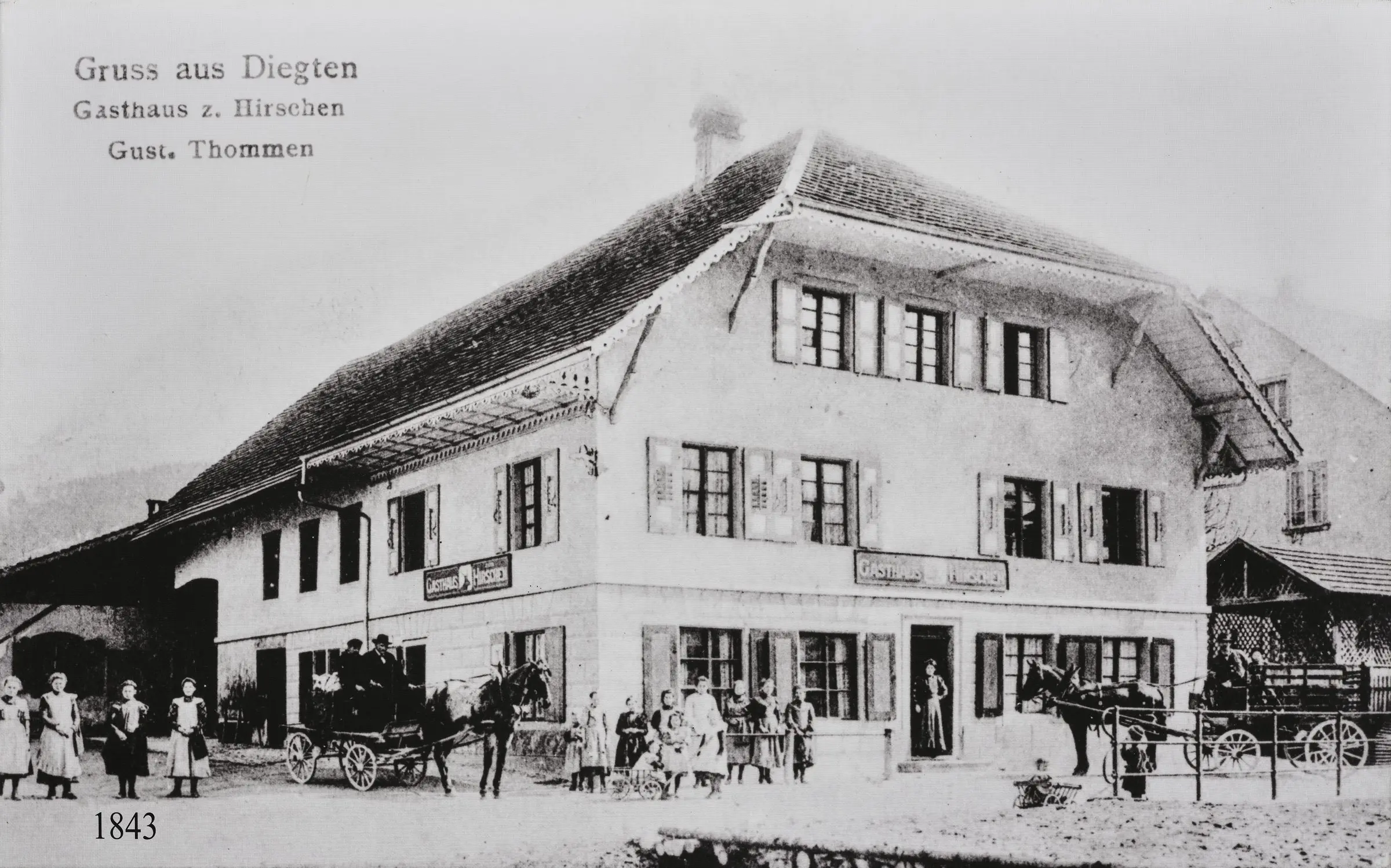 Der Gasthof Hirschen in Diegten um 1843